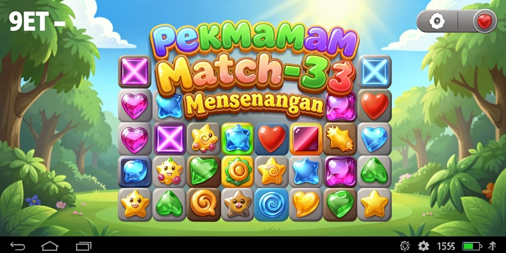 Screenshot permainan 9ET menampilkan keseruan gameplay Match-3.