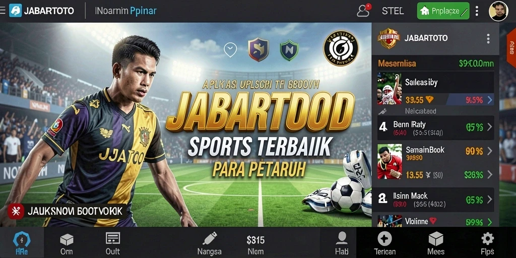 Screenshot utama JABARTOTO menampilkan antarmuka taruhan olahraga yang menarik.