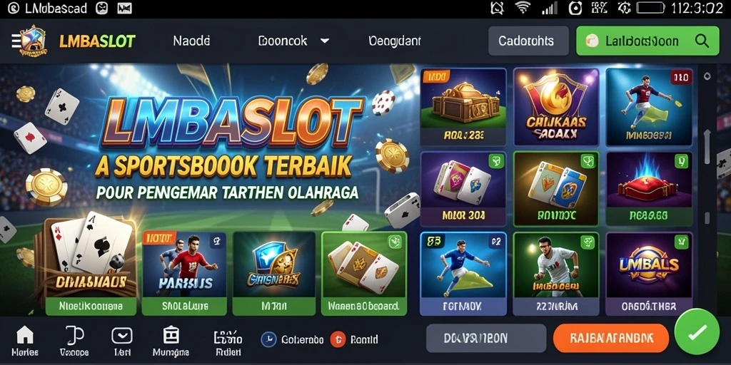 Tampilan antarmuka LMBASLOT dengan berbagai pilihan olahraga untuk bertaruh.
