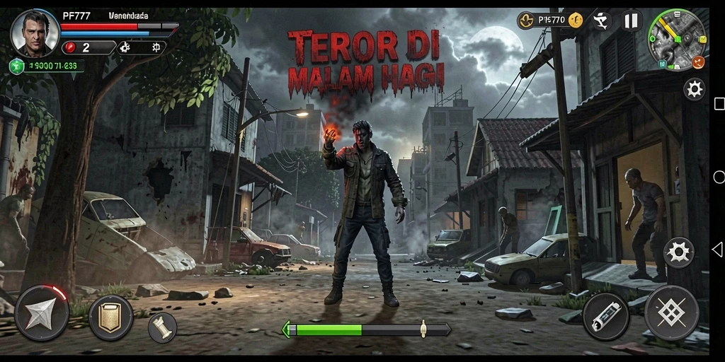 Tangkapan layar gameplay mencekam dari PF777 yang menunjukkan suasana Horror.