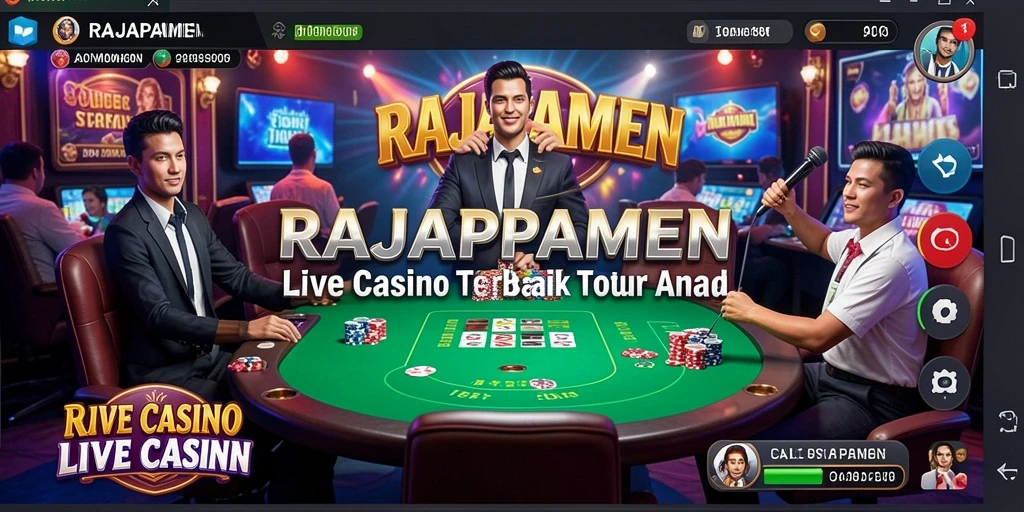 Screenshot gameplay RAJAPAMEN yang menampilkan suasana Live Casino yang seru.