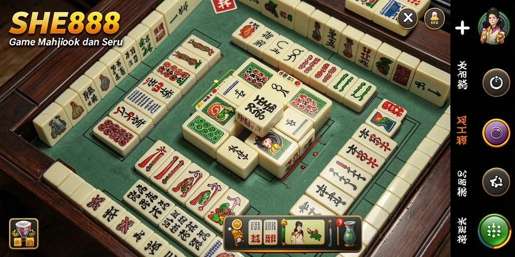 Tangkapan layar gameplay SHE888 menampilkan tantangan Mahjong yang seru dan menakjubkan.