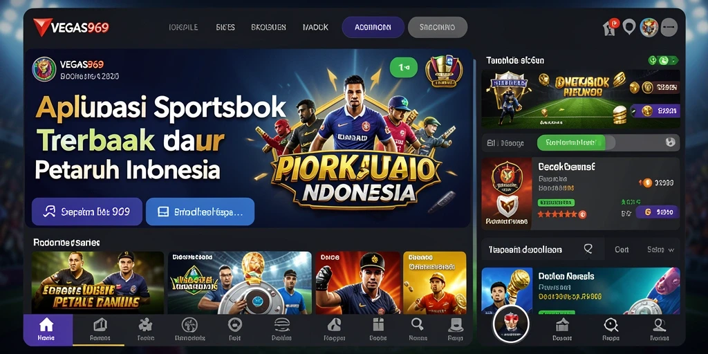 Tampilan antarmuka pengguna aplikasi Sportsbook yang menarik dan informatif.
